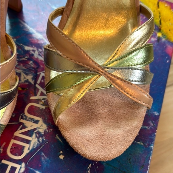 Vintage Chinese Laundry Women's Pink, Pastel and Gold Strappy High Heels Size 8 - Picture 5 of 16